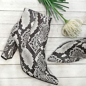 New Snake Chunky Heel Point Toe Booties Boots